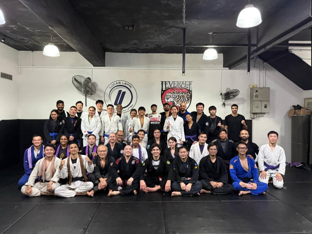 Leverage BJJ students and instructors with Lucas Lepri at the academy in Kuala Lumpur